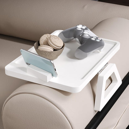 Couch Arm Tray,Bamboo Folding Sofa Tray,Sofa Armrest Trays Clip-On Couch Desk for Drinks,Snacks,Phone,Remote Control（Black）