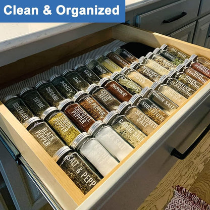 Spice Drawer Rack Organizer Insert for Kitchen Cabinet, Pack of 9 | Expandable, Multi Tier Adjustable Spice Storage Shelf for Seasoning and Jar