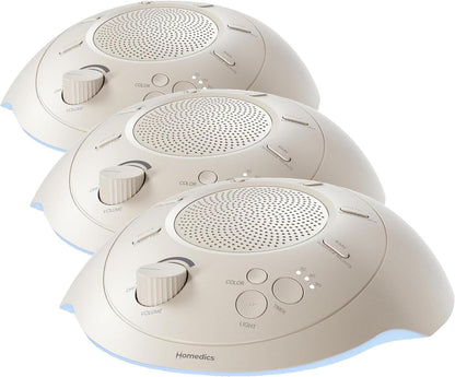 Homedics White Noise Portable Sound Machine, Night Light, Cream