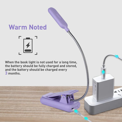 VAVOFO Rechargeable Book Light for Reading in Bed Kids, 7 LED Reading Light with 9-Level Warm Cool White Daylight, Eye Care Lamp with Power Indicator for Bookworms (Yellow)