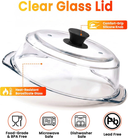 2 in 1 Glass Microwave Splatter Cover,Glass Microwave Cover,10 In | Glass microwave cover for food with vent holes,Easy-grip silicone knob,Doubles as a microwave mat,No plastic