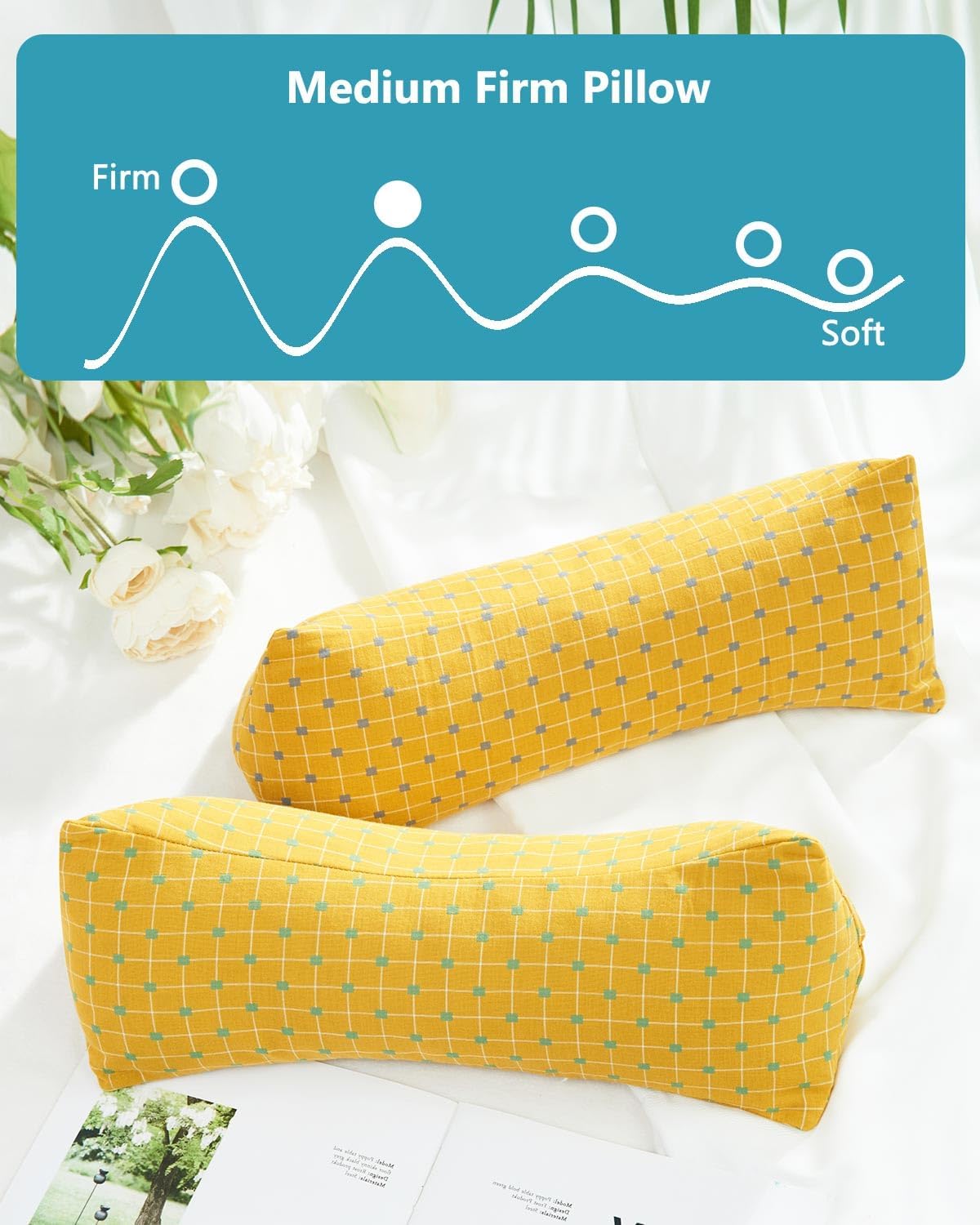Buckwheat Cervical Neck Roll Pillow, Adjustable Firm Support for Neck Pain Relief, 15.7x6 Inch Buckwheat Hull Pillow for Back Side Sleepers