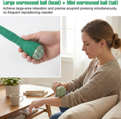 2PCS Herbal Wormwood Lymphatic Drainage Anti Slip Manual Massage Hammer Longer Handle Back Massager for Shoulder, Neck & Muscle Pain Relief (Rose Red/Dark Blue)