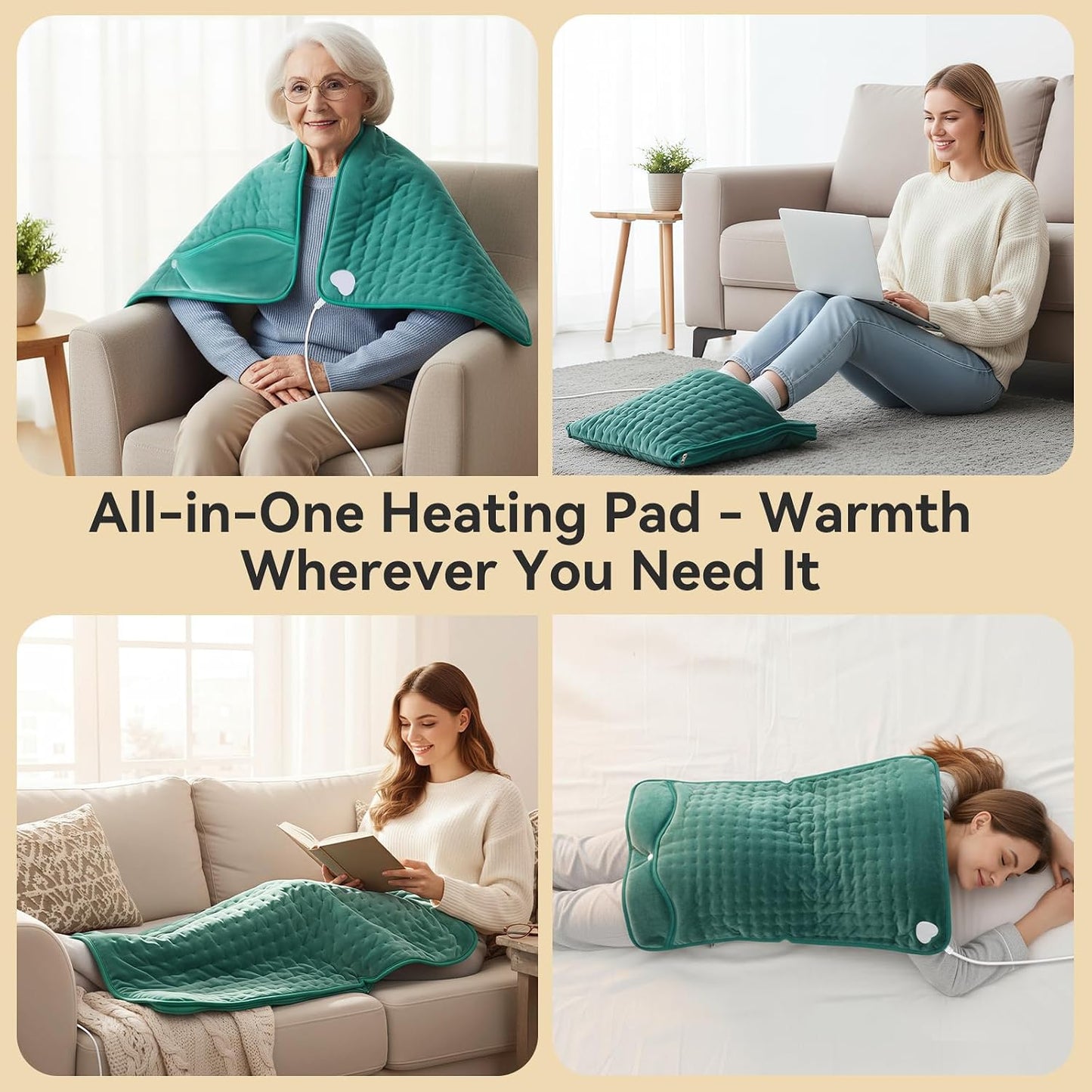 Electric Foot Warmer for Feet: Double Sided Foot Heated Pad with Six Adjustable Four Timed Options Machine Washable Easy to Fold, Feet Warmer for Bed Desk Office Birthday/Christmas Gift