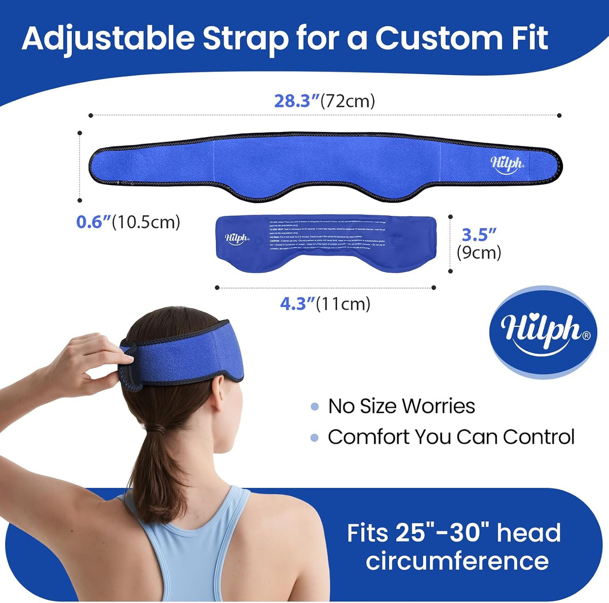 Hilph Headache Ice Pack Wrap, Adjustable Migraine Ice Head Wrap