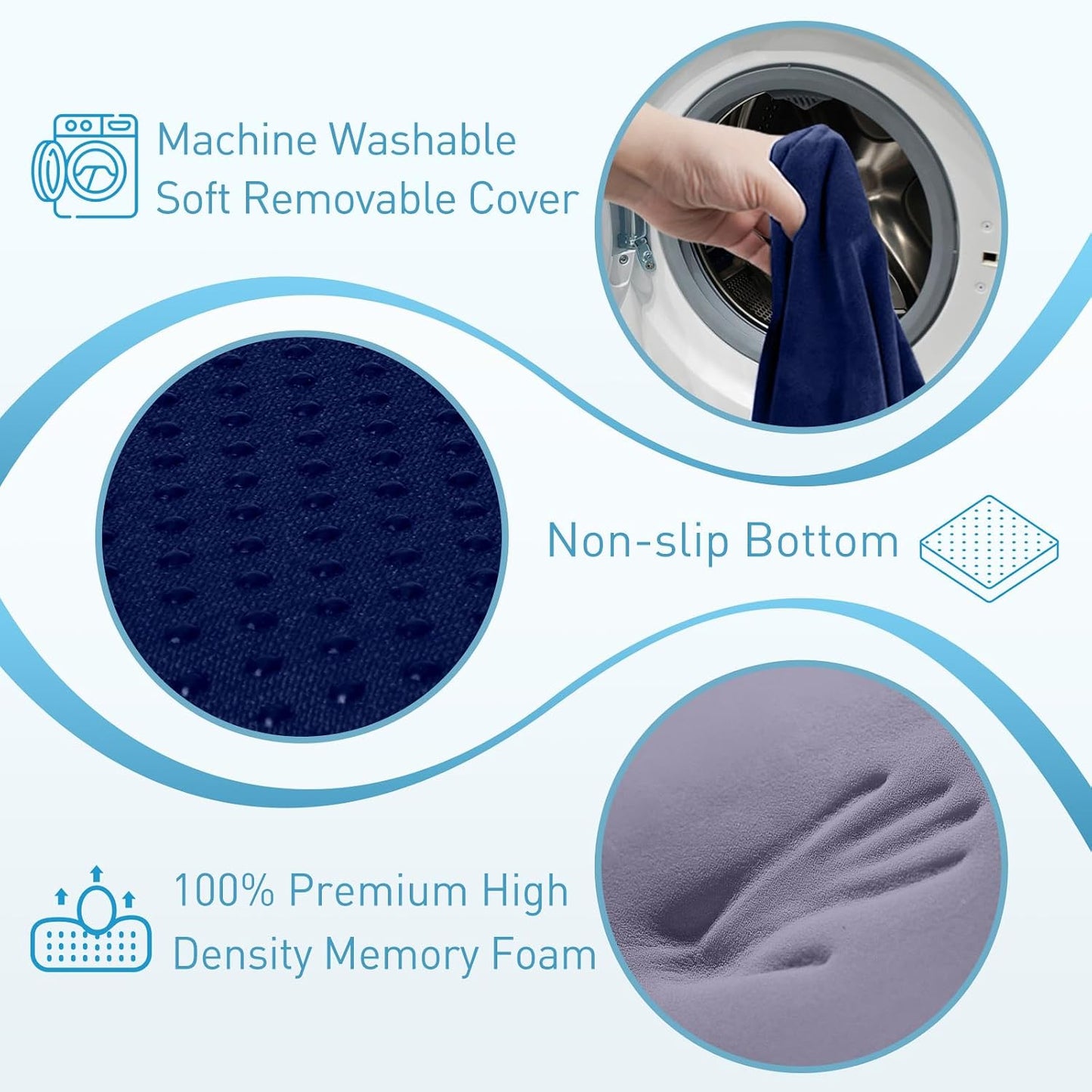 BlissTrends Memory Foam Seat Cushion for Office Chair & Car Seat, Black | 4.7in Ergonomic Tailbone & Sciatica Support with Removable Velvet Cover for Pressure Relief and Long Sitting Comfort