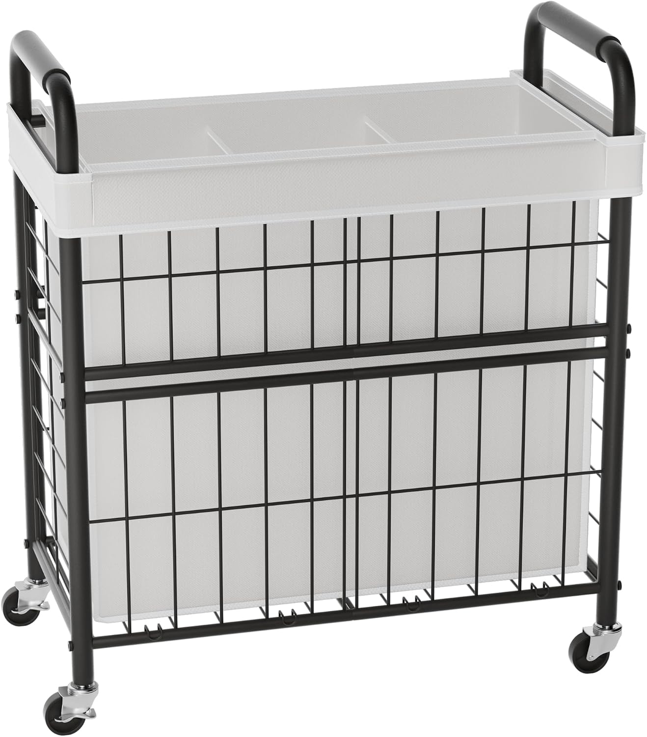 110L Rolling laundry Sorter Hamper Basket 2 Section with Wheels | Laundry Cart with Removable Bag, Clothes Organizer, Bedroom, Bathroom, Laundry Room, Dorm Use