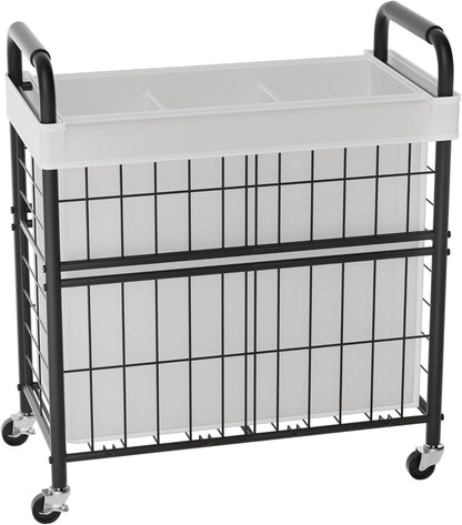 110L Rolling laundry Sorter Hamper Basket 2 Section with Wheels | Laundry Cart with Removable Bag, Clothes Organizer, Bedroom, Bathroom, Laundry Room, Dorm Use