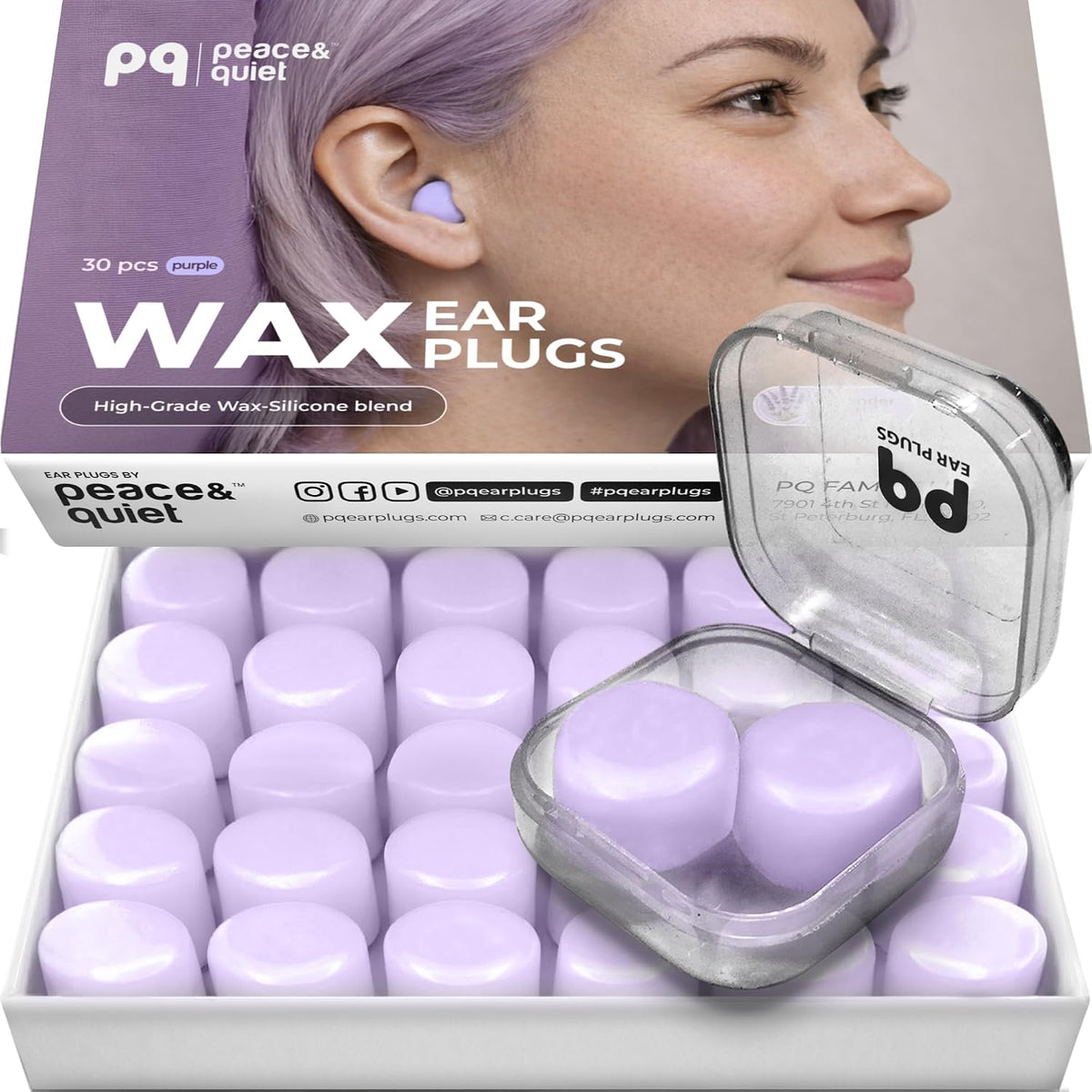 Peace&Quiet PQ Wax Ear Plugs for Sleeping - 30 Silicone Wax Earplugs