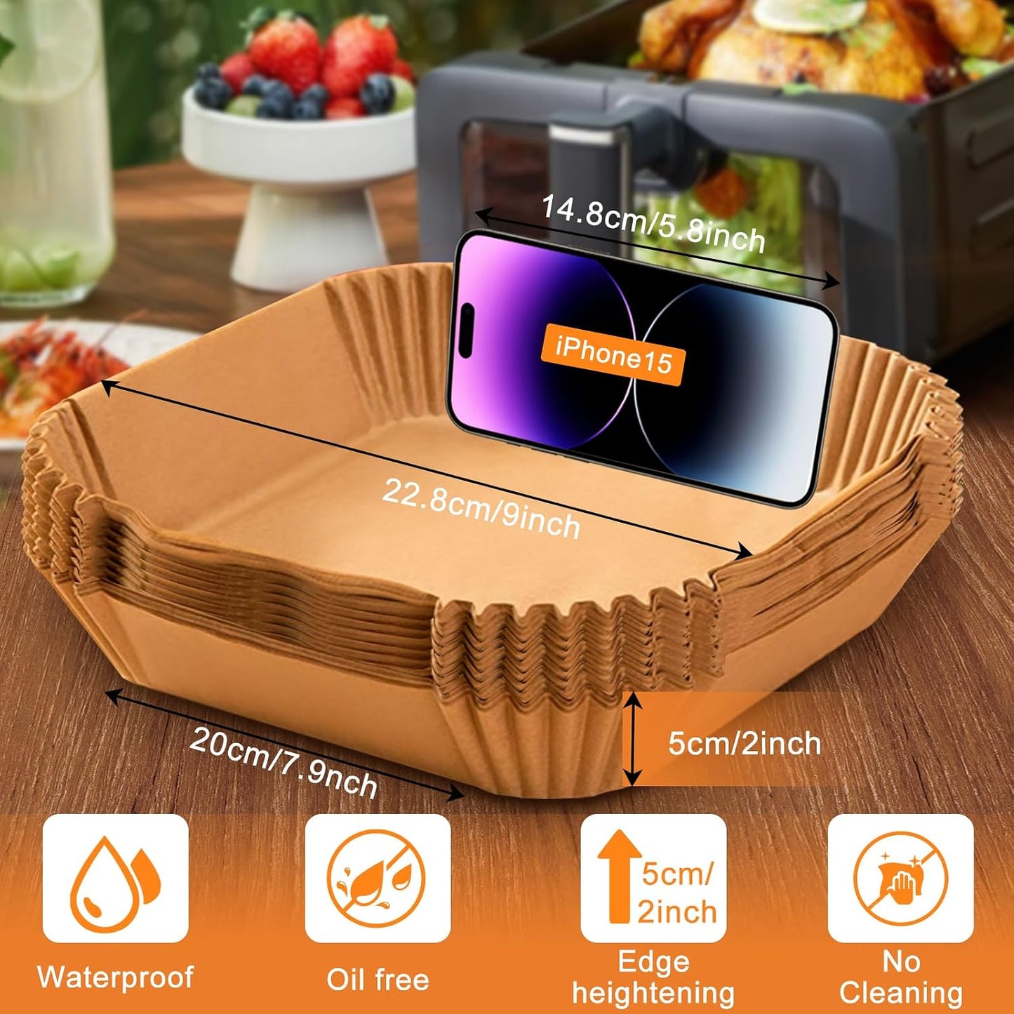 200PCS Air Fryer Liners for Ninja: Higher Non-Stick Disposable Parchment Paper Liner for Ninja DZ201/DZ401 Dual Airfryer Baking - Food Grade Ninja Air fryer Accessories (Rectangle - 8.6 x 5.5 inch)