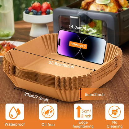 200PCS Air Fryer Liners for Ninja: Higher Non-Stick Disposable Parchment Paper Liner for Ninja DZ201/DZ401 Dual Airfryer Baking - Food Grade Ninja Air fryer Accessories (Rectangle - 8.6 x 5.5 inch)