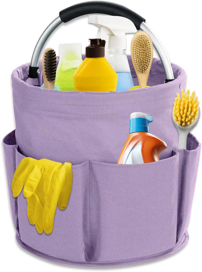 17L Cleaning Caddy with Handle, Cleaning Supplies Organizer, Foldable Storage Basket, Cleaning Supply Caddy, Portable Multi Cleaning Bucket Bag for Home, Garden (Blue)
