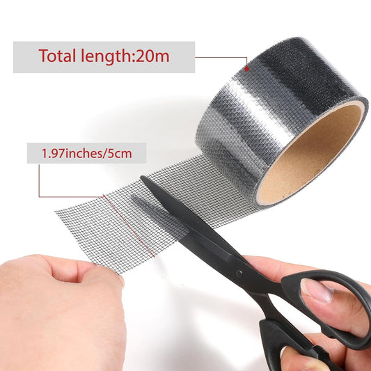Window Screen Tape Repair Waterproof Strong Adhesive Mesh Patch Tape | Screen Net Repair Kit for Windows Doors Tears Holes