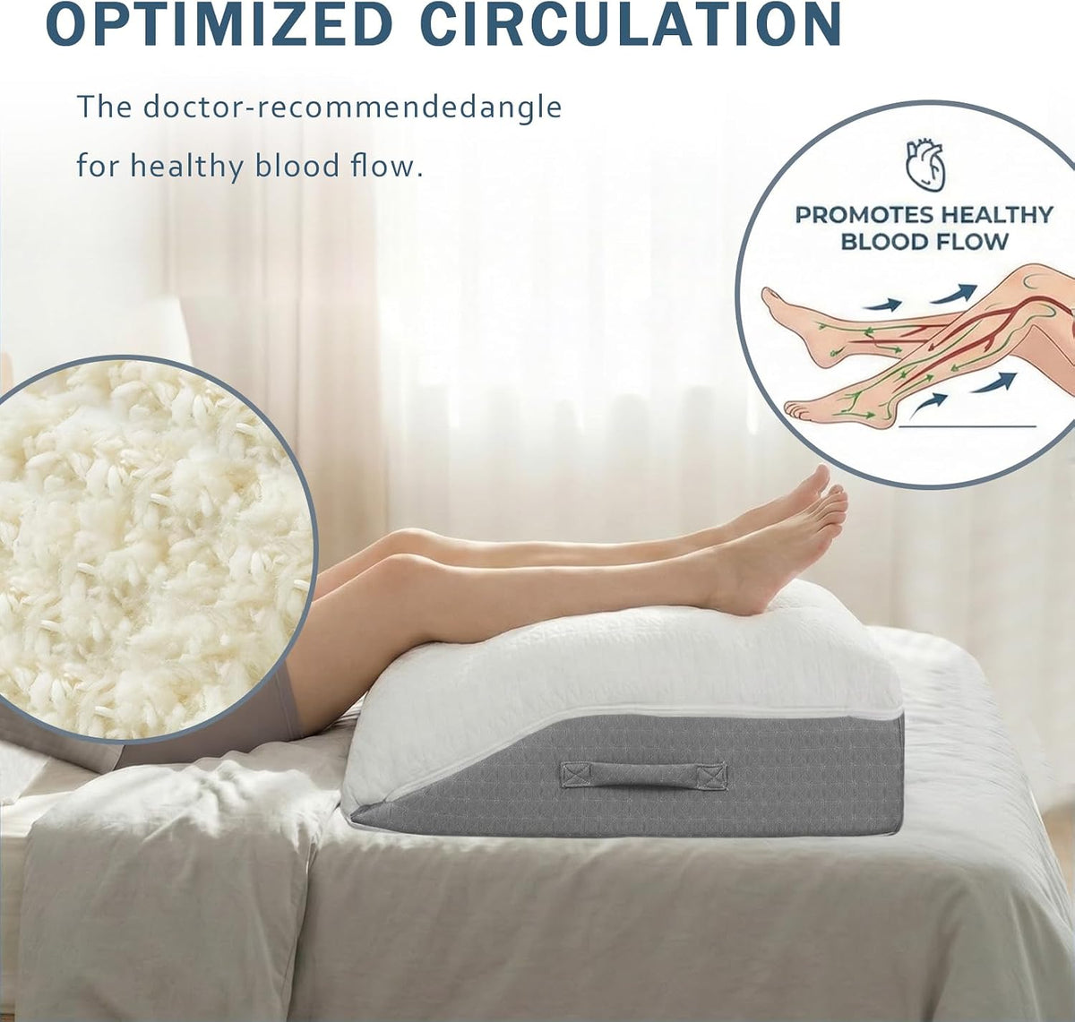baibu Memory Foam Leg Elevation Pillow, Dual-Layer Patent Design Support Pillow to Raise Feet for Circulation, Leg Wedge Pillow for Sleeping, Knee Pillow for Knee Hip Ankle Pain Relief, 1PC