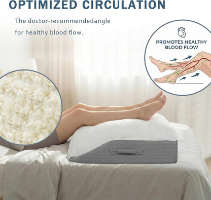baibu Memory Foam Leg Elevation Pillow, Dual-Layer Patent Design Support Pillow to Raise Feet for Circulation, Leg Wedge Pillow for Sleeping, Knee Pillow for Knee Hip Ankle Pain Relief, 1PC