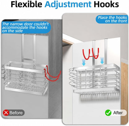 2026 Upgraded 3-in-1 Universal Hair Tool Organizer, XL Size, Black | Adjustable Height Metal Hair Dryer Holder, Wall Mounted, Over Cabinet Door, Countertop, Bathroom Storage