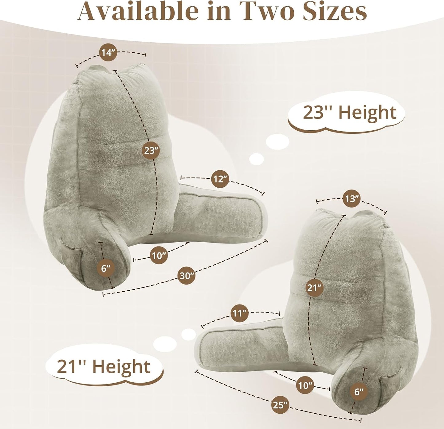Sasttie Reading Pillows for Sitting in Bed Adult, Back Pillow Bed Sitting Up, Back-Rest Support Cushion for Sit Up on Couch, Sofa, and Floor, Dorm Essentials, Oeko-Tex Certified, Dark Grey