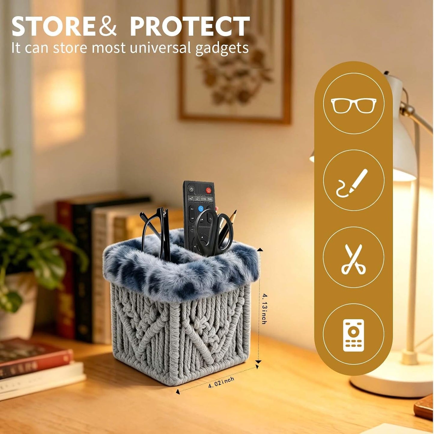 Plush Lined Glasses Eyeglass Holder Stand for Nightstand | Anti-scratch Glasses Stand Case,Cotton Rope Eyeglasses Holder, Storage Organizer for Office Desk
