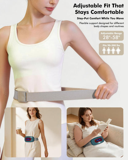 Portable Cordless Menstrual Heating Pad with 4 Heat Levels and 4 Massage Modes,Electric, Fast Large Heating Belly Wrap Belt (Black)
