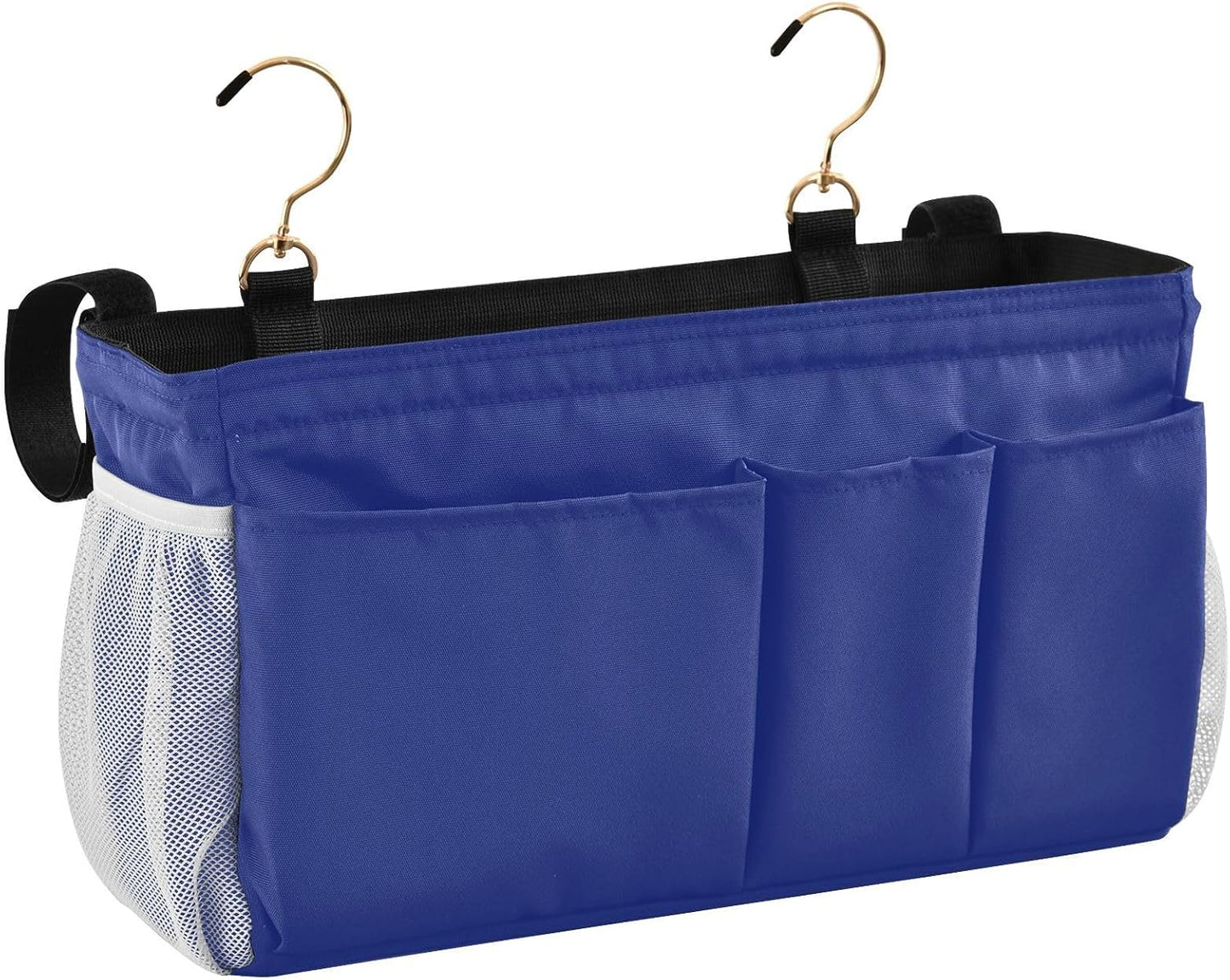 Black Bedside Caddy Storage Bag Bedside Organizer for Bed Rails College Dorm Room Organizer Caddy Hanging Shelf 6 Pockets with Hooks for Drinks Magazine Phone Holder