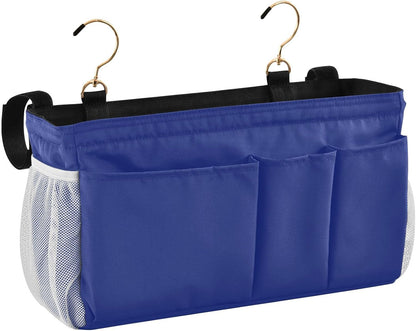 Black Bedside Caddy Storage Bag Bedside Organizer for Bed Rails College Dorm Room Organizer Caddy Hanging Shelf 6 Pockets with Hooks for Drinks Magazine Phone Holder