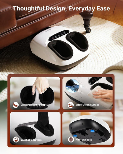 KNQZE Shiatsu Foot Massager with Heat for Plantar Fasciitis, FSA Eligible | Deep Kneading Shiatsu Massage, Multiple Heat & Compression Levels, Remote Control, Fits Men's Size 13, Gift for Women Men Mom
