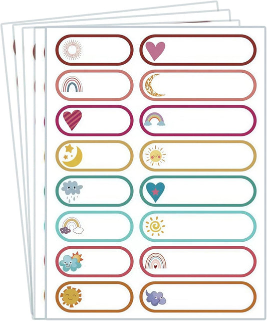 Assorted Colors Waterproof Removable Labels with Pen Adhesive Name Stickers | 310Pcs Nametags for Water Bottles,Baby Daycare,Kids School Supplies,Home Office Organization