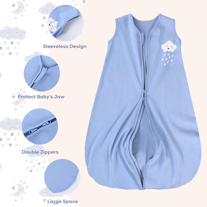 Yoofoss Baby Sleep Sack 0-6 Months Wearable Blanket for Babies 100% Organic Cotton 2-Way Zipper TOG 0.5 Toddler Sleeping Sack 3 Pack, Sleep Sacks