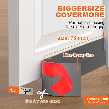Door Draft Stopper, Door Sweep for Bottom of Door, Weather Stripping Door Seal Gap Filler Bottom Blocker Soundproofing Cold Air Insulation Save Energy Install Quickly Easily (Black, 39‘’)