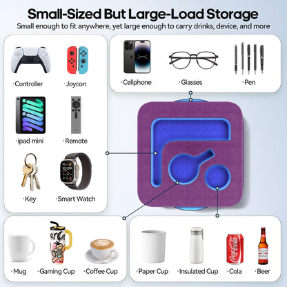 Couch Cup Holder Pillow, Sofa and Bed Caddy for iPad, Kindle, Switch, Game Controller, Remotes, Phones, Small-Sized Cup & Drink Holder for Couch, Bed, Desk, Car, Beach, Bathroom Cup Holder
