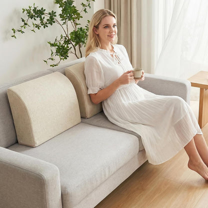 2PCS Sofa Couch Back Cushions, Backrest Support Pillow for Elderly,Extra Large Thick Lumbar Support Pillow for Home (6x24x13.2 in, Linen, Medium Grey)
