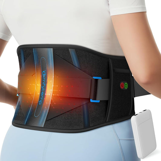Comfytemp Cordless Heating Pad with Back Brace for Lower Back FSA Eligible | HSA Portable Wireless Wearable Heated Rechargeable Lumbar Support, Gifts for Mom Dad, 3 Heat 3 Timer, 52" (No Massage)
