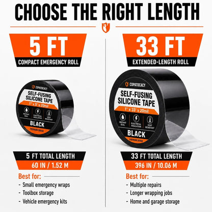 Self-Fusing Silicone Sealing Tape, Waterproof Repair Tape for Hose, Pipe, Electrical Cable, High Strength Leak Fix Wrap, Weatherproof Emergency Insulation Tape (1" x 5' x 20mil)
