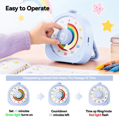 Visual Timer for Kids 60Min/12H Dual Countdown Timers with Magnetic Sticker | Rechargeable Timer with Pomodoro Mode, ADHD Time Management Tool for Classroom Kitchen Office, Silent Operation