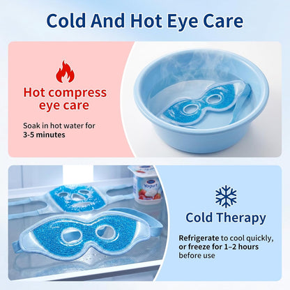 2PCS Gel Eye Mask & Cooling Face Mask for Reducing Puffiness, Bags Under Eyes, Redness, Dark Circles, Cold/Hot Eye Mask for Gift for Women Pack with Soft Plush Backing