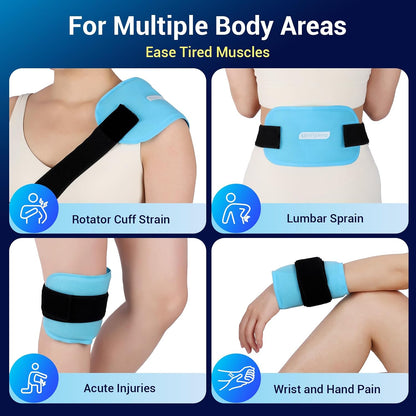 Comfytemp Gel Ice Packs for Injuries Reusable, FSA Eligible HSA, Hot Cold Compress Soft Ice Packs, Pain Relief for Ankles, Knees, Wrist, Shoulders, Back and More, Recovery Items for Men Women, 2Packs
