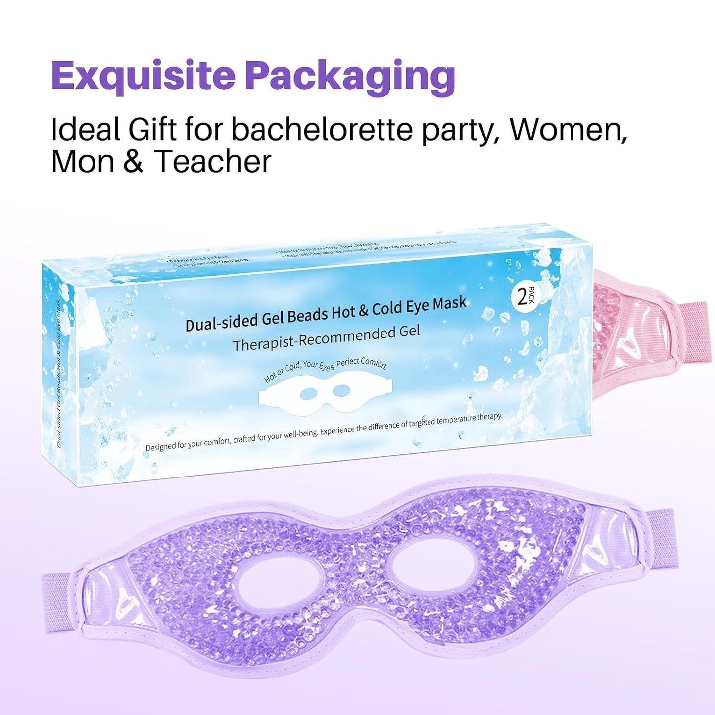 Cooling Eye Mask with Gel Bead 2 Pack Gel Eye Mask Cold Eye Mask for Relaxtion,Puffy Eyes Reusable Cold & Warm Compress for Puffiness,Dry Eyes,Headaches,Migraines,Stress Relief,Post Surgery
