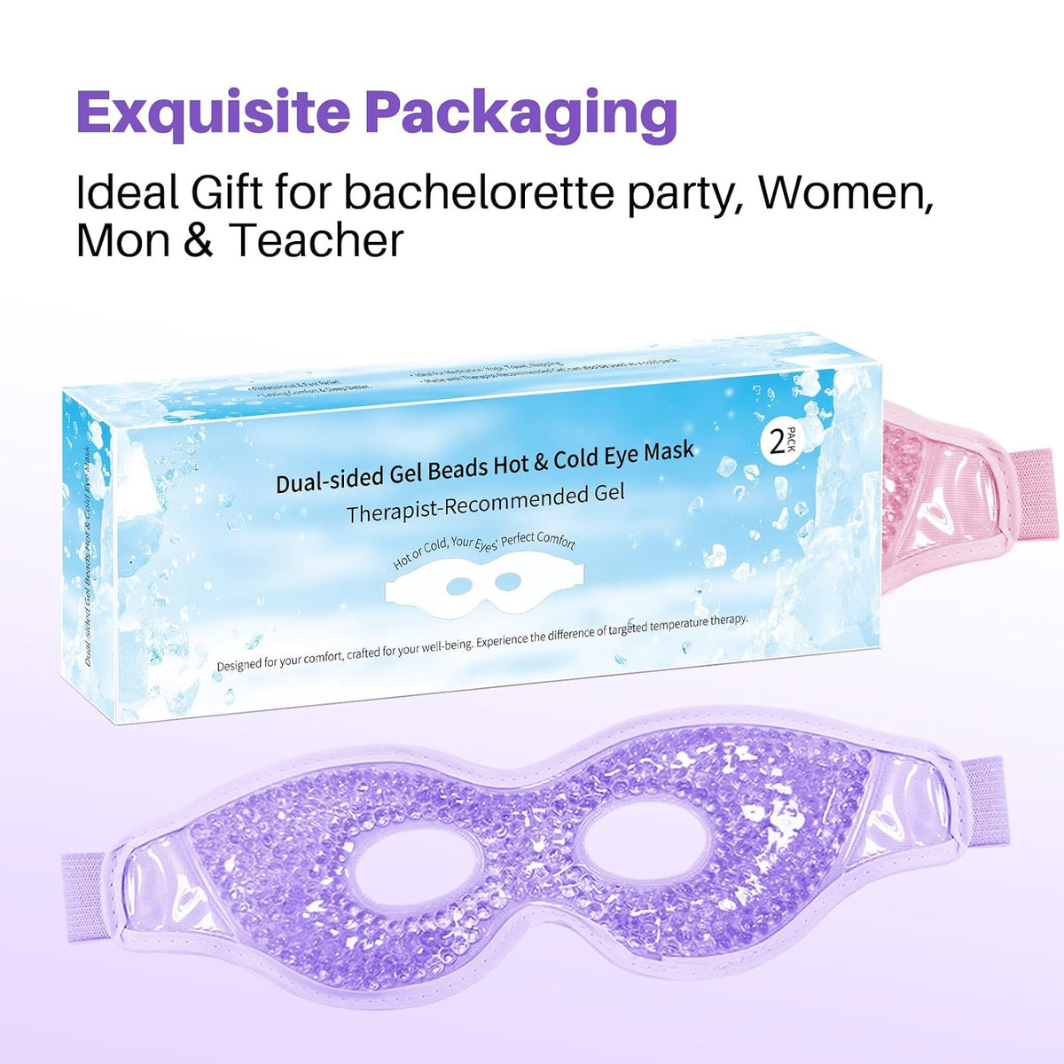 Cooling Eye Mask with Gel Bead 2 Pack Gel Eye Mask Cold Eye Mask for Relaxtion,Puffy Eyes Reusable Cold & Warm Compress for Puffiness,Dry Eyes,Headaches,Migraines,Stress Relief,Post Surgery