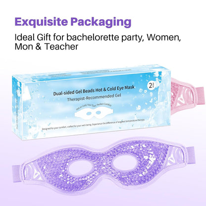 Cooling Eye Mask with Gel Bead 2 Pack Gel Eye Mask Cold Eye Mask for Relaxtion,Puffy Eyes Reusable Cold & Warm Compress for Puffiness,Dry Eyes,Headaches,Migraines,Stress Relief,Post Surgery