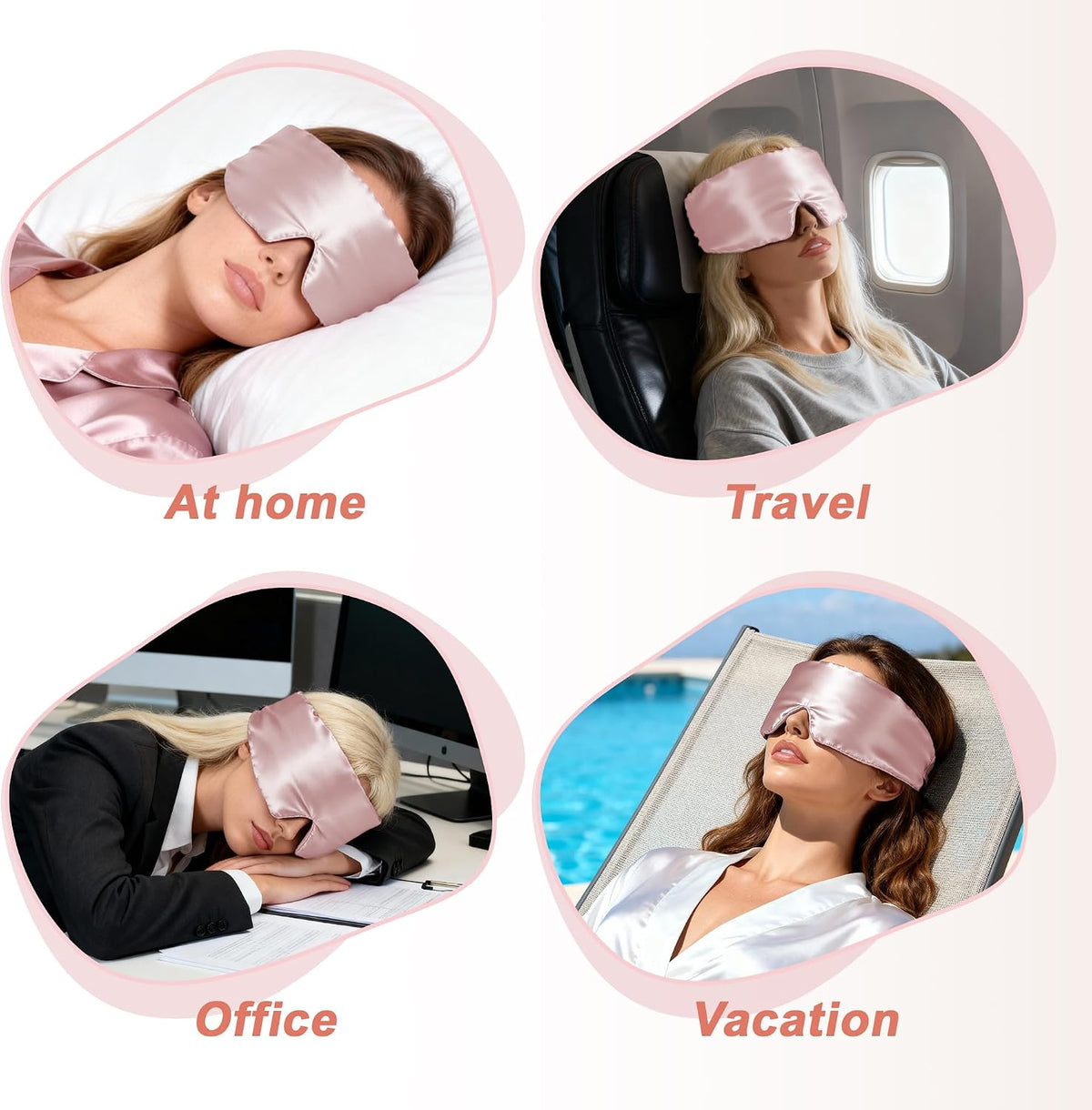 VOCOSTE 3D Pure Silk Sleep Mask with Travel Pouch, Black