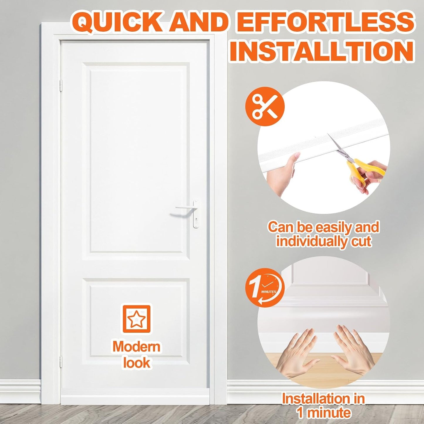Door Draft Stopper, Door Sweep for Bottom of Door, Weather Stripping Door Seal Gap Filler Bottom Blocker Soundproofing Cold Air Insulation Save Energy Install Quickly Easily (Black, 39‘’)