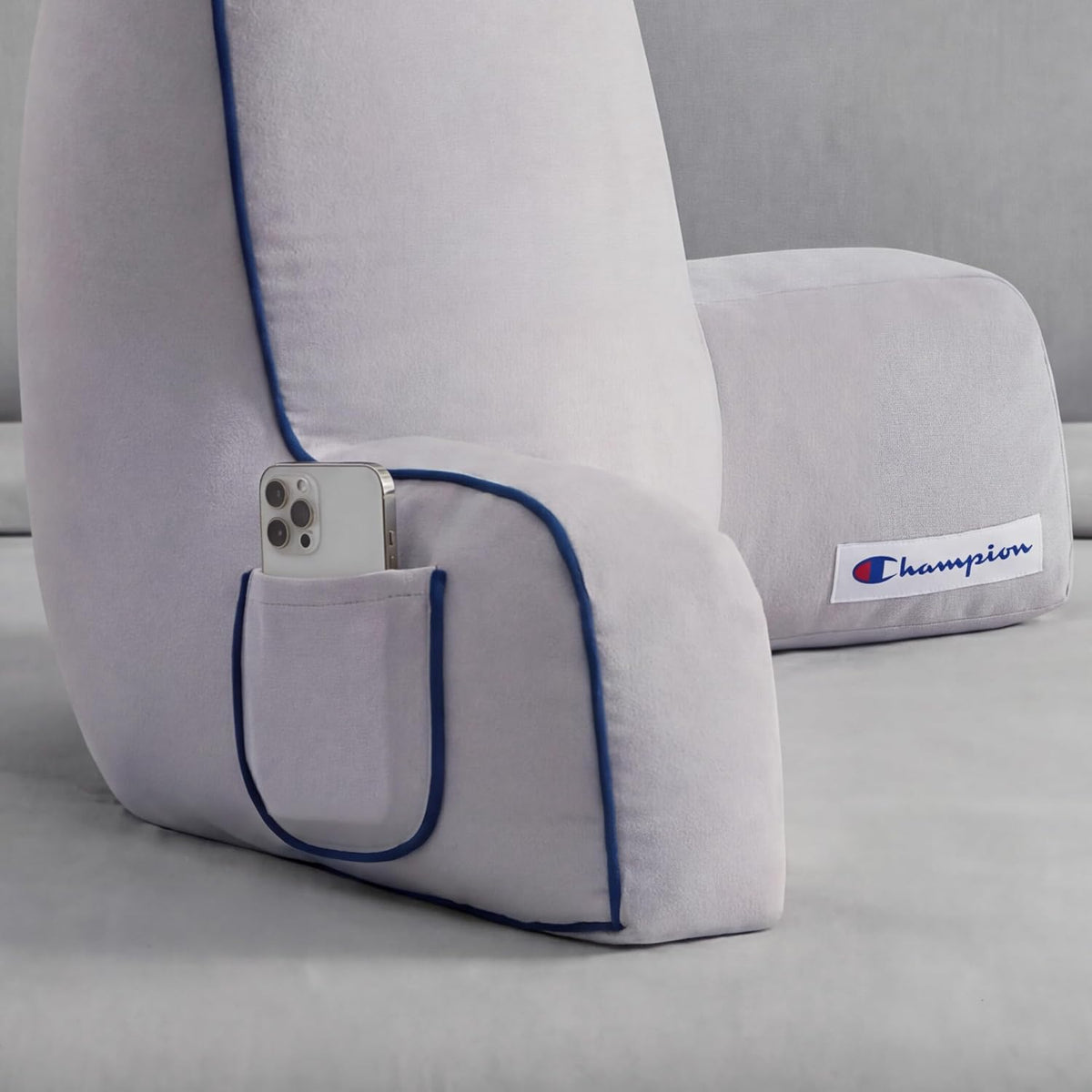 Champion Faux Wool Bedrest Pillow, 100% Polyester Cover and Fill, Spot Clean Only, Navy Blue, 29" x 24.5" x 10.5"