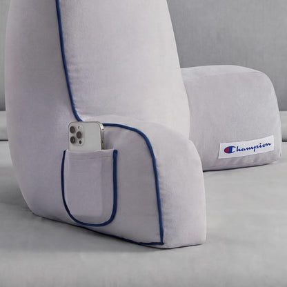 Champion Faux Wool Bedrest Pillow, 100% Polyester Cover and Fill, Spot Clean Only, Navy Blue, 29" x 24.5" x 10.5"
