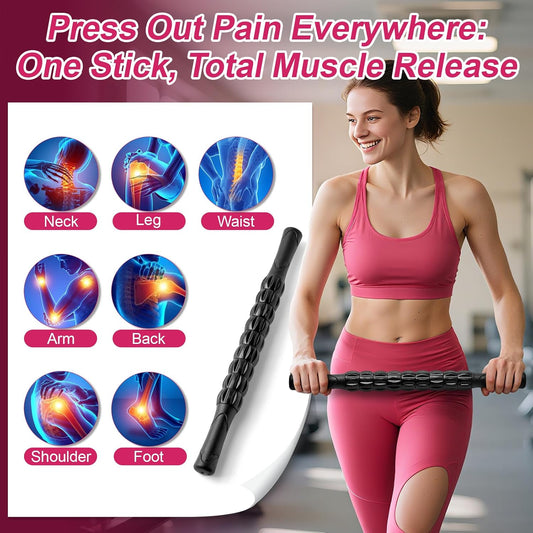 Massage Roller, Muscle Roller Stick, Neck Massager Roller, Therapy Stick for Legs, Calf, Thigh, Lipo Roller for Muscle Relief, Massage Rolling Pin for Trigger Points, Help Sore Muscle Recovery