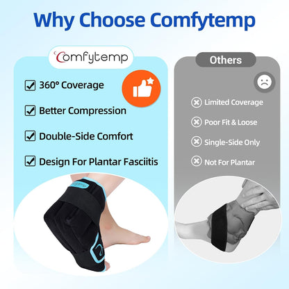 Comfytemp Ankle Foot Ice Pack Wrap for Plantar Fasciitis Relief, FSA Eligible HSA, Ankles Brace for Sprain Pain, Heel Spur, Swelling, Achilles Tendonitis, Hot Cold Gel Ice Pack for Injuries Reusable