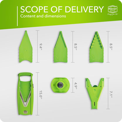Mandoline Food Slicer Börner V5 (Starter Set) by Reston Lloyd • V-Slicer with Food Holder • Made in Germany • Fruit & Vegetable Chopper • Multiple Settings • Color: White