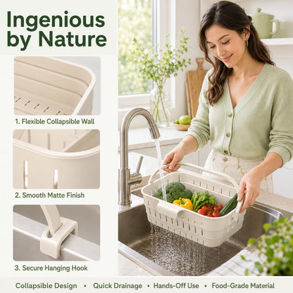 Foldable Hanging Sink Drain Basket, 2026 Upgraded Foldable Kitchen Sink Strainer, Hanging Foldable Fruit and Vegetable Filter Basket, Suitable for Kitchen Sinks, Easy to Store, Space-Saving (green)