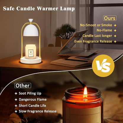 Brown Candle Warmer Lamp with Timer-Electric Candle Light for Bedroom Decor, Aromatherapy at Home | Gifts for Men | Home Gift Ideas