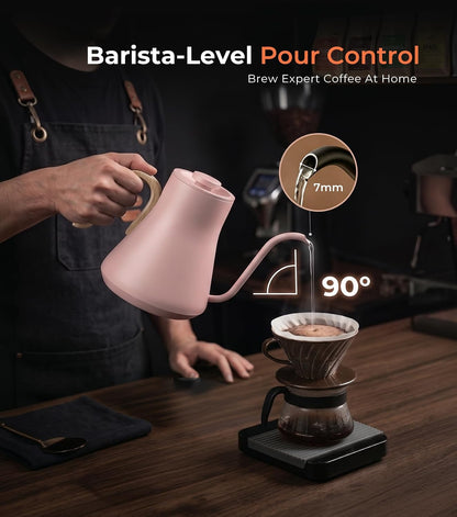Epeios Electric Kettle, Gooseneck Electric Kettle with ±1°F Temperature Control, 1200W Rapid Heating for Pour Over Coffee & Tea, 304 Stainless Steel Interior, Auto Shut-Off, 0.9L, Black | Rapid Heating, Precision Pour-Over for Coffee & Tea,Smart Hot