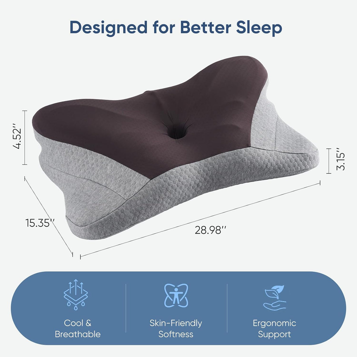 Sweetcrispy Cervical Pillow for Neck Pain Relief, Cooling Memory Foam